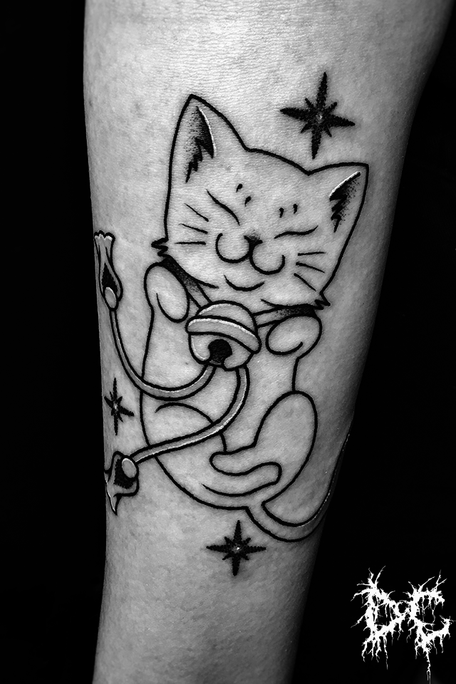 Dobry Chłopiec Tattoo Lublin - tatuaż dotwork chiński kot kotek salon