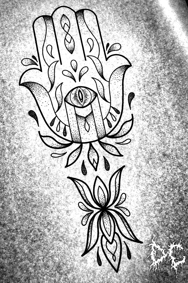Dobry Chłopiec Tattoo - tatuaż projekt chamsa hamsa dłoń dotwork